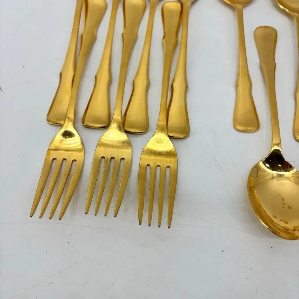 Northland Stainless Gold Spoons Forks Japan 18 Pcs Cottagecore